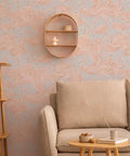 Living room with Cheeky Pink Flamingo Peel And Stick Wallpaper Two Pack 20.5 Inch By 16.5 Foot Removable Self Adhesive DIY Friendly
