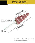 Top Drawer 3X10Mm Cone Abrasive Flap Wheels 45 Pack Quick Change 3Mm Shank with dimensions labeled for precise usage.