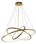 Modern Led Pendant Light With Remote Dimmer And Chill Warm Glow For Living Room Dining Area And Kitchen Contoured Gold Ceiling Hanging Lamp Featuring Four Rings And Dead Simple Setup, showcasing four interlinked rings.