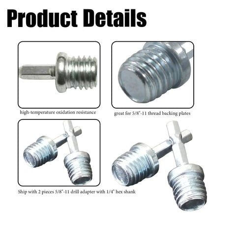 Plug And Play Heavy Duty Drill Adapter Converts 5/8 Inch 11 Thread To Quarter Inch Hex Shank For Impact Drivers And Drill Presses Built Like A Tank So You Can Finish Jobs Zero Sweat Every Single Time - close-up of stainless steel drill adapter