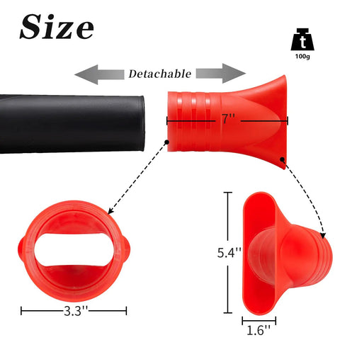 Flat Nozzle Attachment For Milwaukee Leaf Blower 2724-20 And 2724-21 with measurements and detachable feature shown