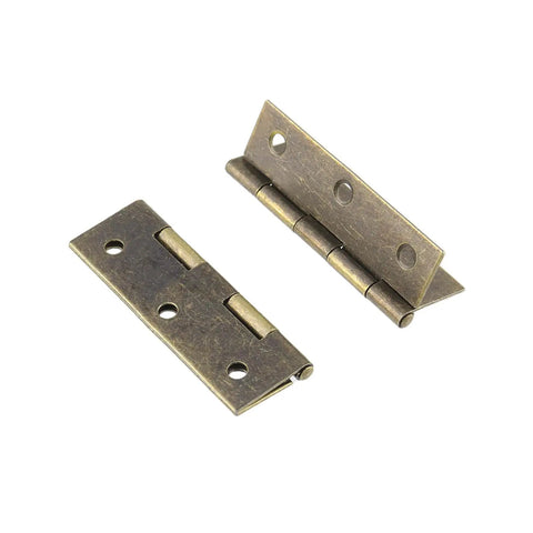 2.5 Inch Folding Butt Hinges Antique Bronze 12-Pack Heavy Duty Iron Hinges for Small Doors shown flat and partially folded.