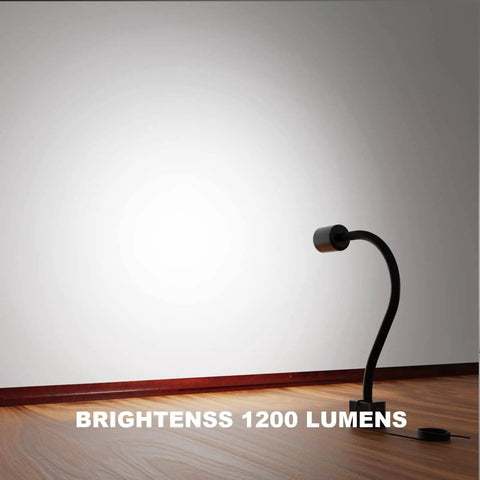 Magnetic Base LED Work Light With Flexible Gooseneck For Lathe And Drill Presses 1200 Lumens 12W 120V IP65 Waterproof.