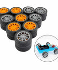 Stack of rubber toy wheels with two styles for Twenty Piece Toy Wheel Set With 2mm Shaft Holes For DIY RC Cars Trucks Helicopters And Robots