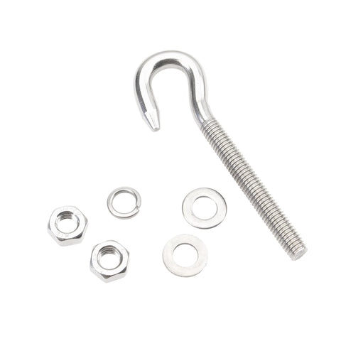 Heavy Duty M8 Stainless Steel Hook Bolts With Nuts, Washers, And Lock Washers, 8 Pack, 304 Stainless Eye Ring Screw In Hooks With Metric Thread