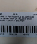 Kick The Heavy Lifting Up A Notch With This Straight Shooter Electronic Trip Circuit Breaker Rated At 1600 Amp 3 Pole And 600 Volt AC To Keep Your Grid Locked In And Deliver Bang For Your Buck Heavy Duty Protection label showing specifications including model and capacity.