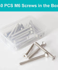 M6 1.0 By 16mm Flat Head Hex Socket Cap Screws Countersunk Bolts 304 Stainless Steel shown in a 40 piece set