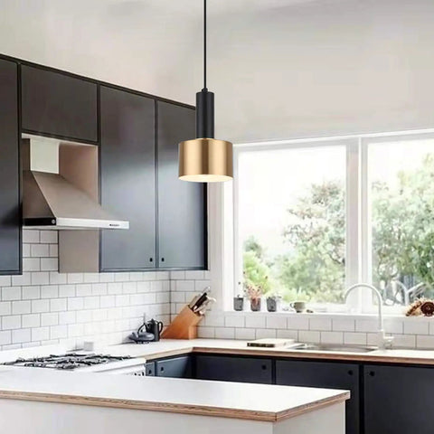 Modern Mini Pendant Light With 4W LED Bulb 2700K 400 Lumens Adjustable Slick Metal Pendant Fixture In Gold And Black for Kitchen