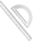 Two Pack 12 Inch Ruler And 6 Inch Clear Protractor Set For Math And Geometry, Classroom And Home Office Gear, Transparent Plastic