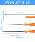 Three Pack Chainsaw Chain Sharpening File Set With Round Sharpener Rods In 5/32 3/16 And 7/32 Inch Sizes Pro Grade Steel File Tool