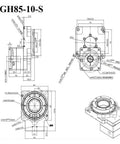 Technical diagram of Hollow Shaft Rotary Actuator 85 with 360 Degree Rotating Table and 10 18 Ratio for industrial automation.