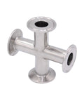 DERNORD 4-way stainless steel tri-clamp cross, 1.5 inch fittings, 304 stainless, 25mm pipe OD