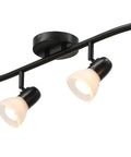 Four Light Modern Black Curved Kitchen Track Ceiling Light Fixtures With Adjustable Heads And Alabaster Glass In Matte Black Finish