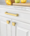 Brushed Gold Cabinet Knobs 1.3 Inch 10 Pack Modern Kitchen And Bath Drawer Pulls Durable Easy Install For Cabinets And Doors Home Upgrade DIY Friendly on white cabinet door