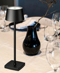 Rechargeable Cordless LED Desk Lamp with Lightweight Aluminum Body and Wireless Charging Base on Dining Table