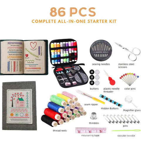 2026 Upgraded Embroidery Stitch Book Kit With 106 Grab And Go Patterns, Tools And Tutorials, 86 Piece Beginner Embroidery Kit layout