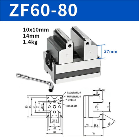 Heavy Duty 4 5 Axis Self Centering Pneumatic Vise for Precision CNC Machining with dimensions 10x10mm and height 37mm.