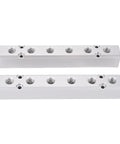 Six Way Air Compressor Manifold With Eight Ports And One Half Inch NPT Supply Port And One Quarter Inch NPT Outputs Aluminum Alloy Air Distribution Block