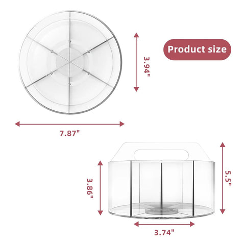 Clear Acrylic Marker Organizer With 360 Degree Rotating Pencil And Crayon Holder, 250 Piece Set, dimensions illustration
