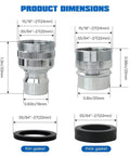 Product dimensions for Two Pack Dishwasher Faucet Adapter Connector Straight Up Works With Portable Countertop Units Fits Standard Kitchen Faucets.