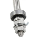 Front Hub Axle For Bicycles 140mm 5.5 Inch Thread 3 8 Inch 26 TPI Silver Hub Nut Washer Kit close-up of nut and thread