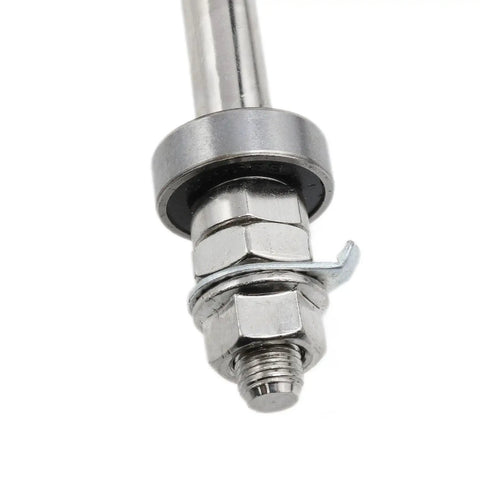 Front Hub Axle For Bicycles 140mm 5.5 Inch Thread 3 8 Inch 26 TPI Silver Hub Nut Washer Kit close-up of nut and thread