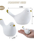 Ceramic Decorative Bird Shaped Toilet Bolt Covers 2 Pack Bathroom Hardware Upgrade Rust Free Standard Floor Mount Screw Caps shown with size dimensions.