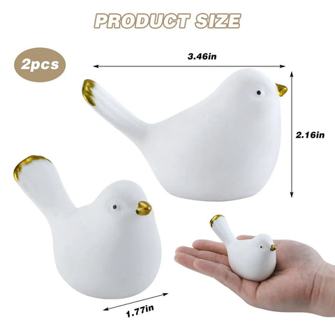 Ceramic Decorative Bird Shaped Toilet Bolt Covers 2 Pack Bathroom Hardware Upgrade Rust Free Standard Floor Mount Screw Caps shown with size dimensions.