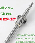 End Machined Ball Screw With Flange And Single Ball Nut For CNC And 3D Printer Linear Motion, Customizable Size SFU1204, 250mm Travel