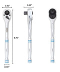 Half Inch Ratchet Wrench With 100 Tooth Reversible Gear, 3.6 Degree Quick Release Half Inch Drive, Ten Inch Long Handle