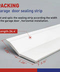 Garage Door Seal Kit Top and Sides Weather Stripping 34.4 Ft Rubber Weatherproofing strip with dimensions for installation.