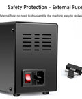 Back view of Must-Have 2-In-1 Soldering Station Pro Kit with external fuse, black casing, power switch, easy replacement.