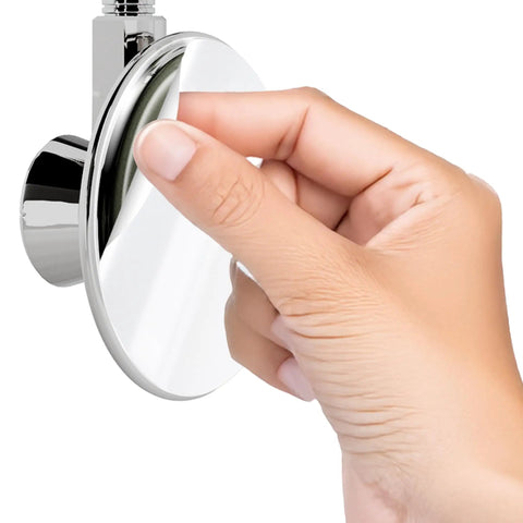 Flexible Shower Head Holder With Adjustable Vacuum Suction Cup Mount For Handheld Shower Heads Easy Wall Mount Chrome Finish Includes Adhesive Sticker For Strong Grip And Flexible Positioning
