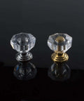 9 Piece Sleek Crystal Drawer Knobs Set Transparent Crystal Glass Handles With Zinc Alloy Backing 18x20 Mm Chinese Style Gold Silver