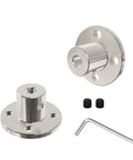 Rugged 6.35mm Flange Shaft Coupling Rigid Coupler for Small Drives One Quarter Inch Inner Diameter and 10mm Outer Diameter Chromium Plated Iron C45 Carbon Steel Connector Built to Withstand Torque and Last, with set screws and hex key