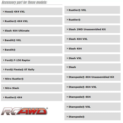 List of RC models compatible with Big Bore RC Shock Absorber Damper 5862 Aluminum For One Tenth Scale Slash Hoss Rustler 4x4 VXL