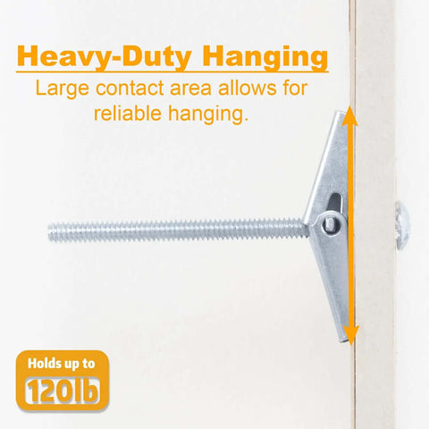 Heavy Duty Quarter Inch Toggle Bolts For Drywall Kit, 14 Pack Metal Drywall Anchors With Screws, holding 120lb