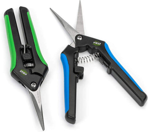 2 Pack Microtip Pruning Shears With Straight And Curved Blades For Flowers And Leaves Soft Grip Stainless Steel Pruners With Quick Release Spring