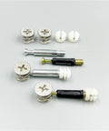 20 Pieces Thickening 3 In 1 Furniture Connector Set With Cam Screws Eccentric Wheel Nut Locks for wardrobes and cabinets displayed on gray surface