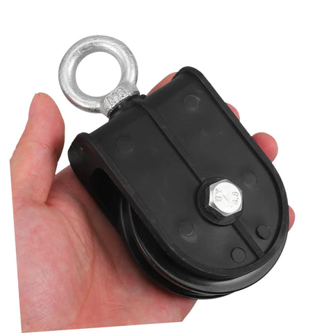 2 Pack 70mm Cable Pulley Wheel Heavy Duty Swivel Block Silent Detachable Lifting Roller For DIY Home Gym Systems Load Capacity 100kg Ideal For Cable Crossover And Weight Training Workouts With Quiet Smooth Operation, black pulley with metal eyelet