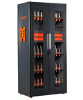 Front view of CNC Tool Holder Cabinet With Drawer And Storage Organizer Rack For Garage BT CAT40 120CAP Pro Grade Heavy Duty SPCC Steel Frame.
