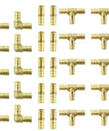 Half Inch Brass PEX Fittings Kit With 10 Elbows 10 Tees And 10 Couplers Straights For Domestic Water And Radiant Heating DIY Friendly Go To Potable PEX Plumbing Supply DZR No Lead Brass Crimp Cinch System