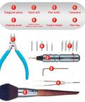 Premium Model Building Tool Kit For Gundam And Plastic Models, includes pliers, drill, pen knife, and brush for detailing