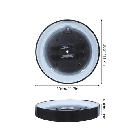 Quartz Wall Back Cover For 12 Inch Round Clock Replacement Rear Panel Shell with dimensions shown