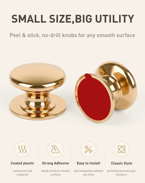 Six Pack Peel And Stick Cabinet Knobs Rose Gold Self Adhesive Drawer Pulls No Drill No Tools Needed For Cupboard Fridge Dresser