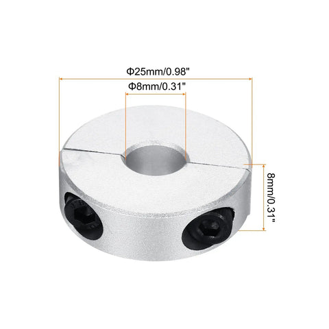 Double Split Aluminum Shaft Collar 8mm Or Five Sixteenth Inch Bore Clamping Collar With Set Screw 4 Pack That Locks In Tight
