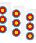 Vertical 3 Spot Archery Targets Pack For Recurve Bows 30 Paper Face Targets, showing three stacks of circular target designs.