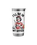 Office Vibe Insulated Tumbler For Cooking Fans with cartoon woman, white stainless steel, leak proof lid, gift for women