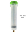 Compact 200cc Fluid Extractor And Filler Pump with dual scale cylinder and green cap for brake fluid and oil jobs.