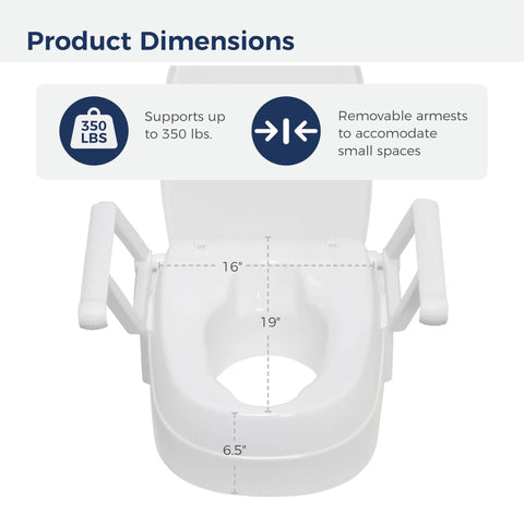 Universal Raised Toilet Seat With Handles For Seniors And Post Surgery Care 3 Height Settings Easy Install No Fuss Grips